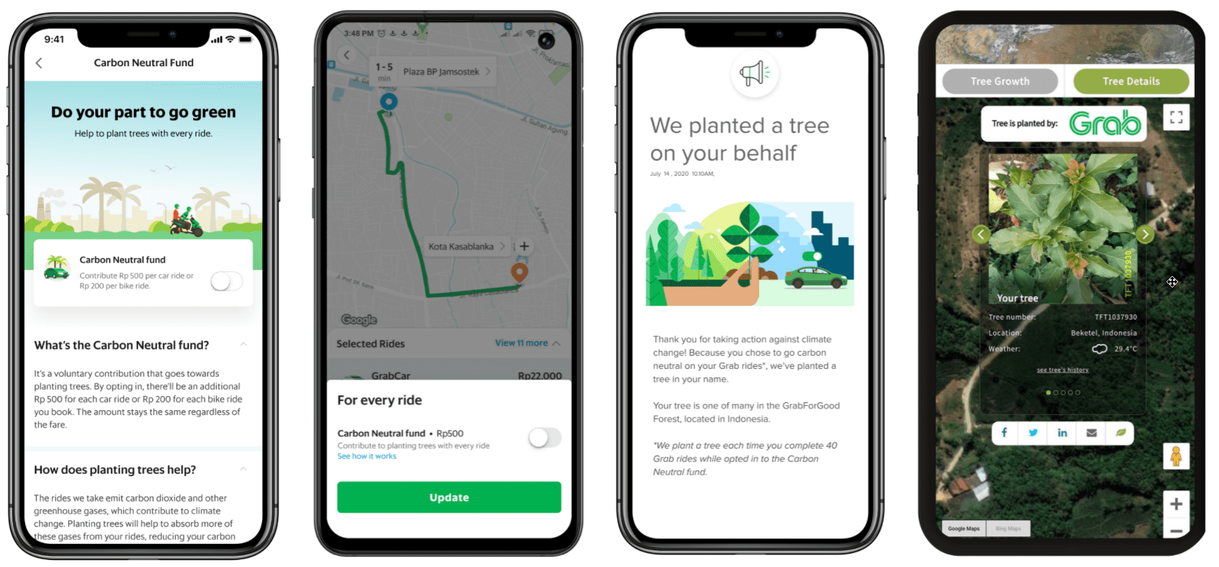 The screenshots of Carbon Neutral Fund on Grab application