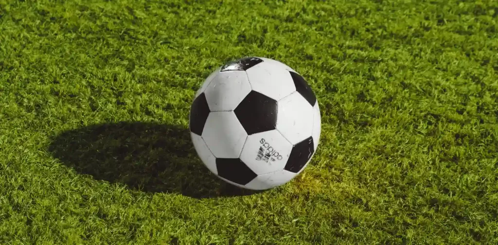 a black and white soccer ball on green grass