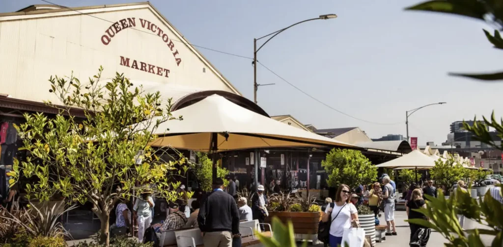 visitors at queen Victoria market food halls