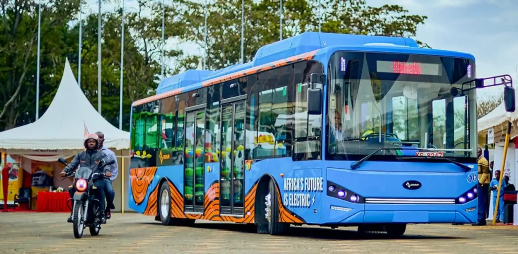 a blue roam rapid mass transit bus