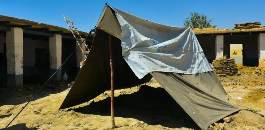 an empty emergency tent