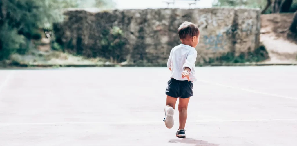 a child running in a field