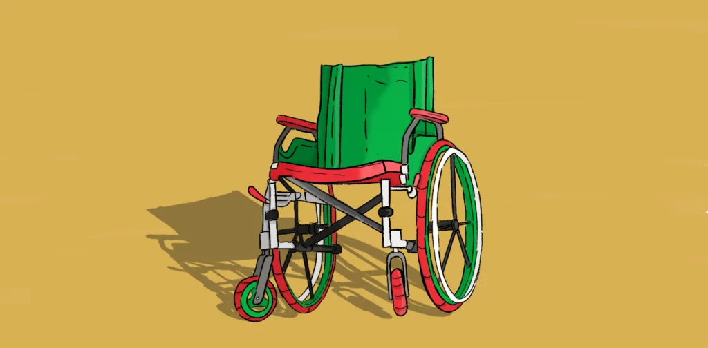 a wheelchair with shadow