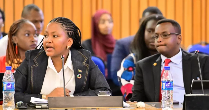 South African youth delegate speaking in the forum