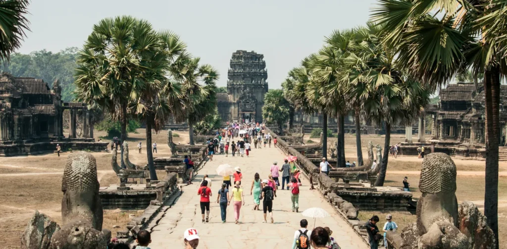 group of tourist touring on heritage site