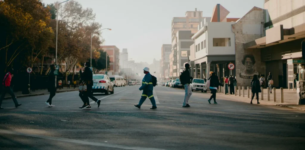 people crossing the street