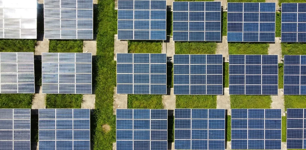 aerial photo of solar panels