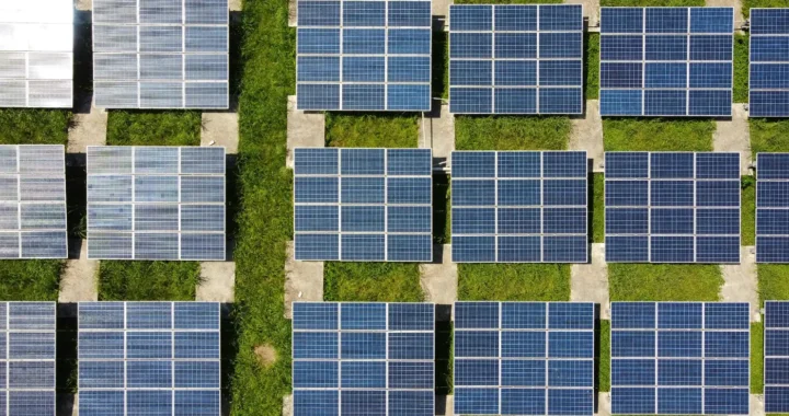 aerial photo of solar panels