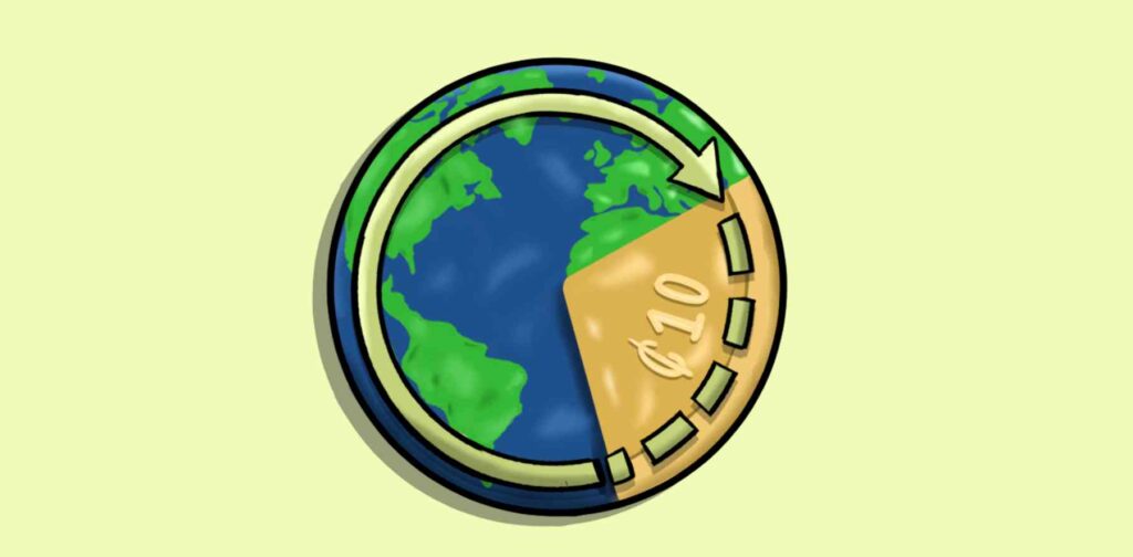 earth with a coin