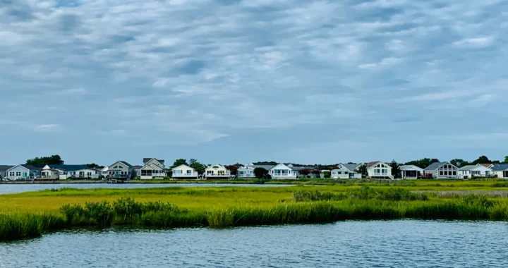 multiple houses across marshes