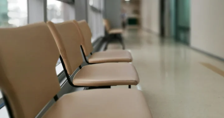 empty seats in a hospital corridor