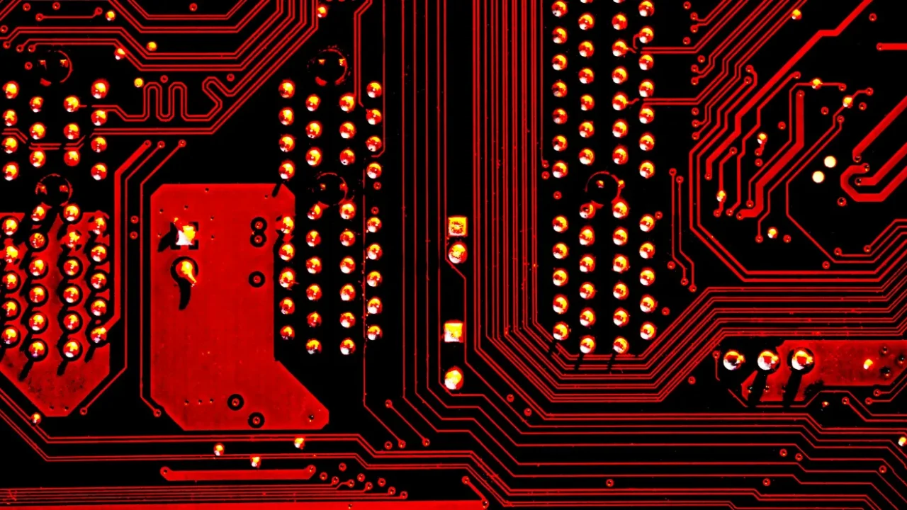 a zoom-in of computer motherboard