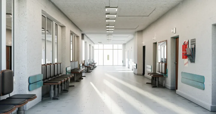an empty hospital hallway