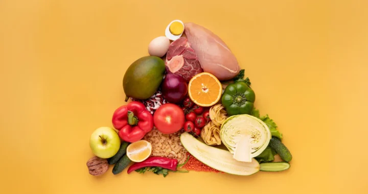 fresh food arranged into triangle shape