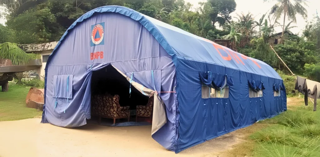 blue refugee tent
