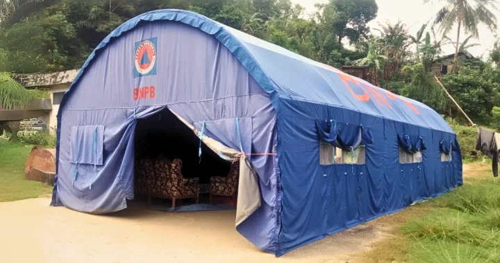 blue refugee tent