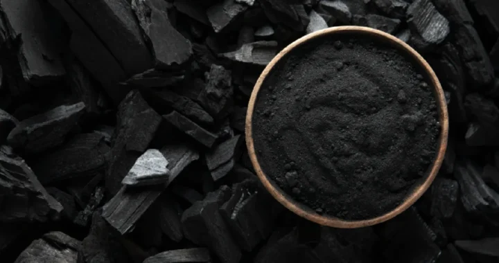 Charcoal chip and charcoal ashes.