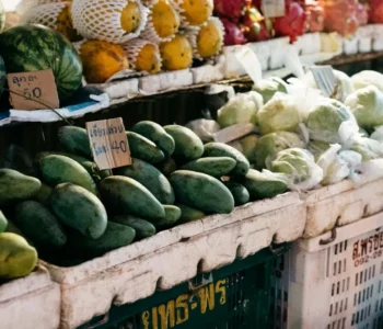 vegetables and fruit produces on display
