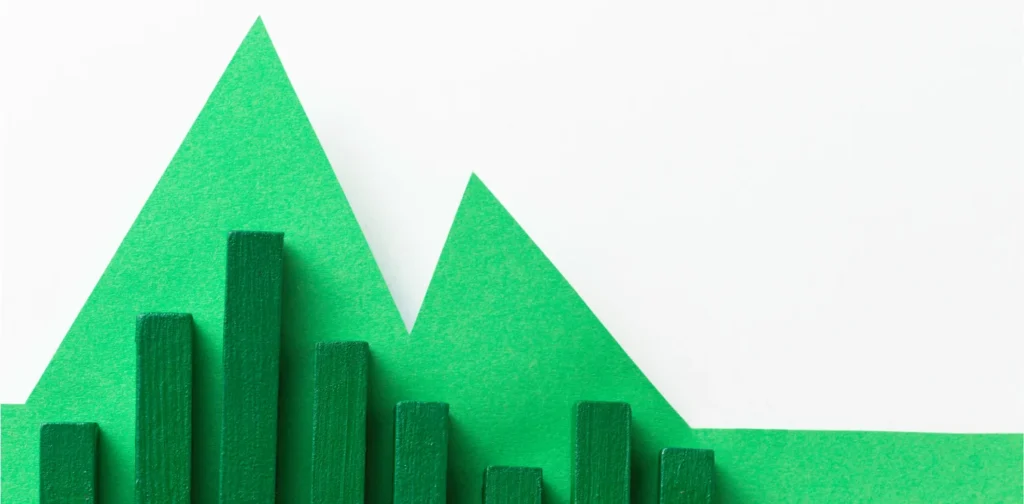 green wooden blocks formed as graphs