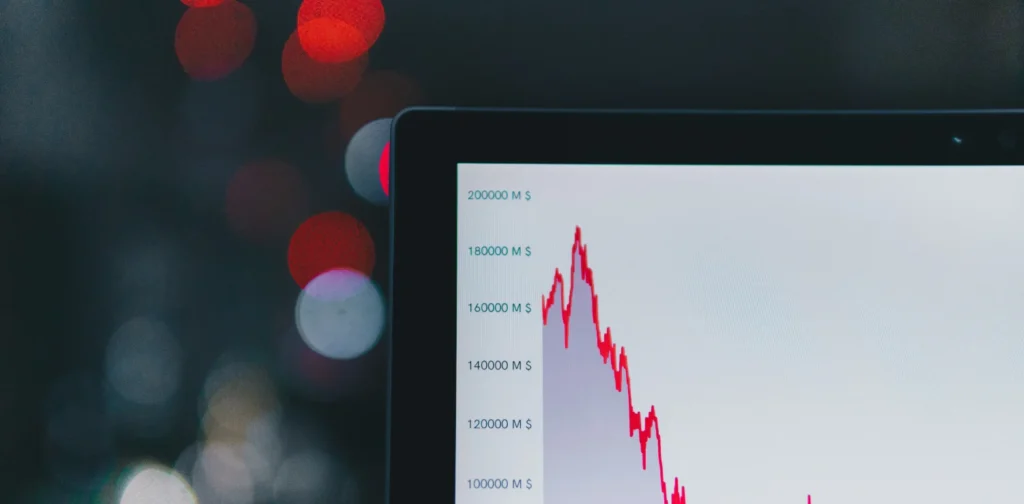 a computer screen with a line graph on it