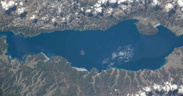 an aerial photo of the Caspian Sea
