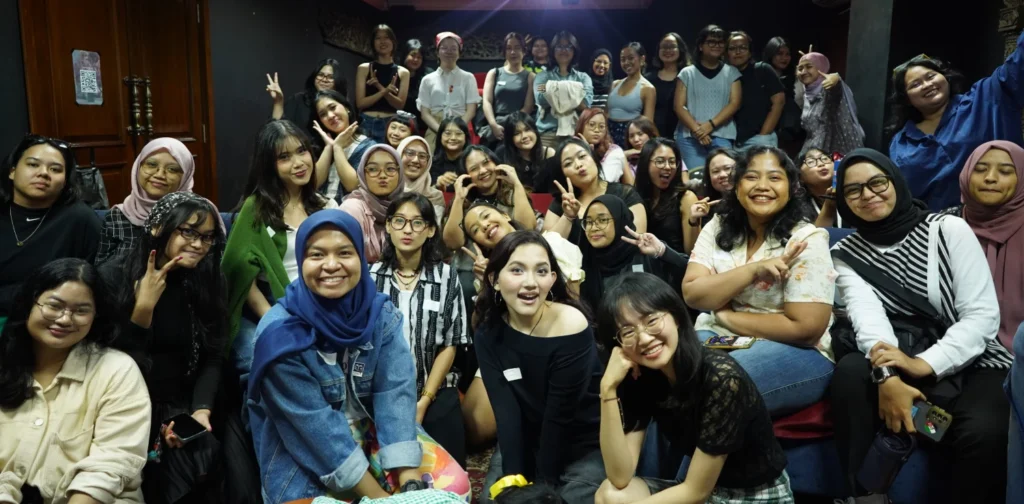 A group of people gathered together.