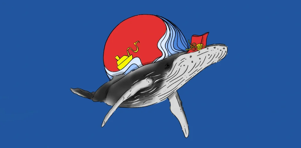 a whale carrying envelope