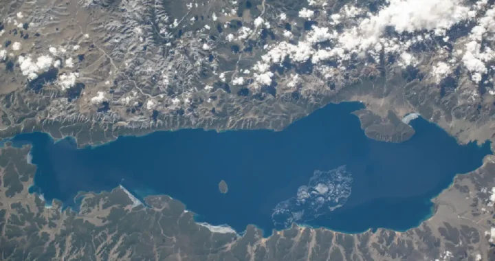 an aerial photo of the Caspian Sea