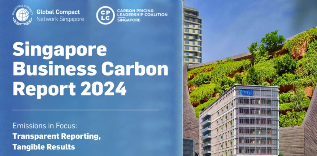 the cover of the 4th Singapore Business Carbon Report Emissions in Focus: Transparent Reporting, Tangible Results