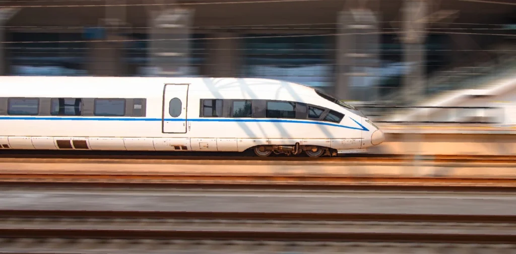 a shot of a high speed train