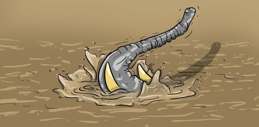 elephant drowned in flood water