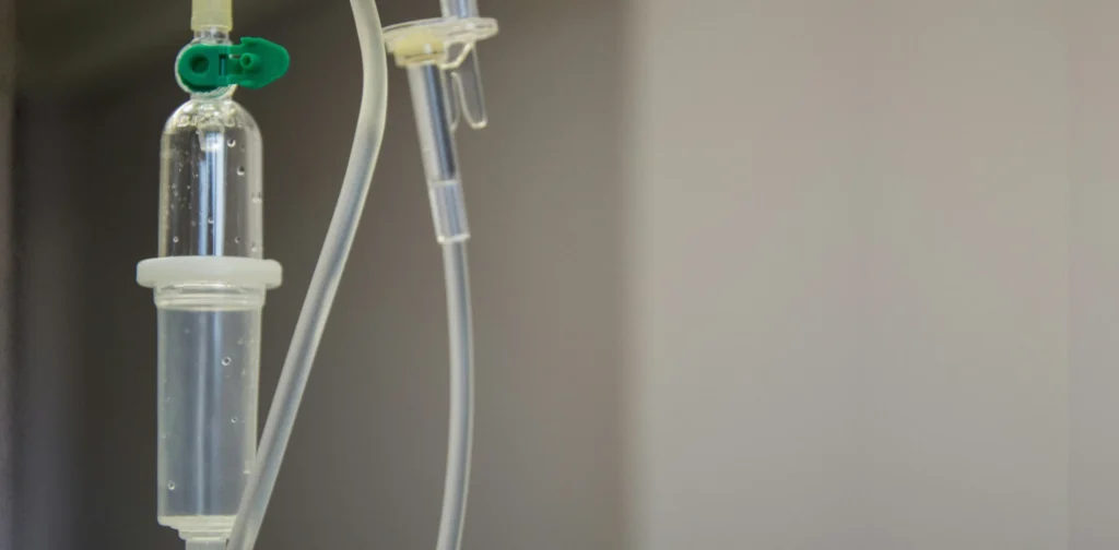 hospital drip containing clear liquid