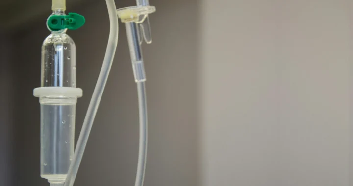 hospital drip containing clear liquid