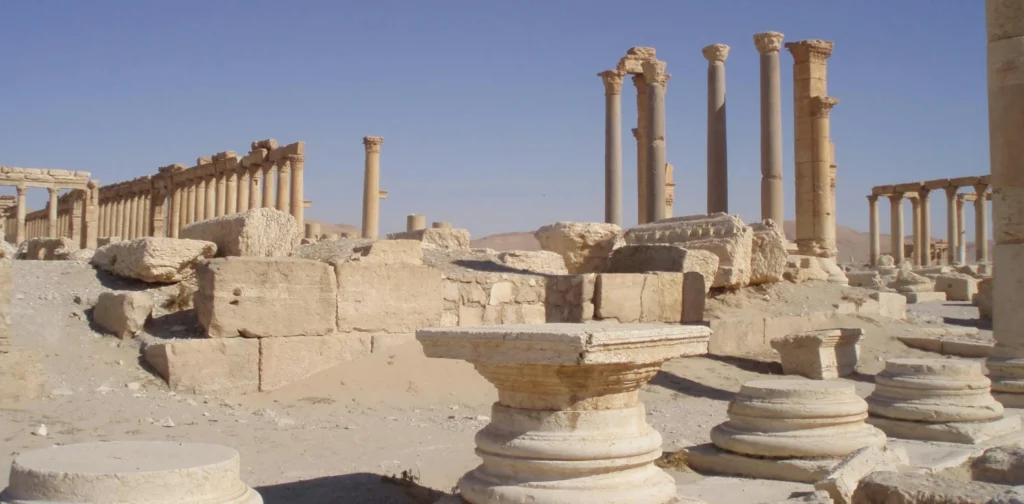 The ruins in the ancient city of Palmyra