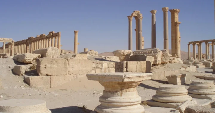 The ruins in the ancient city of Palmyra