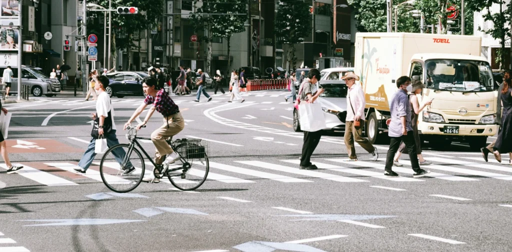 people crossing the street