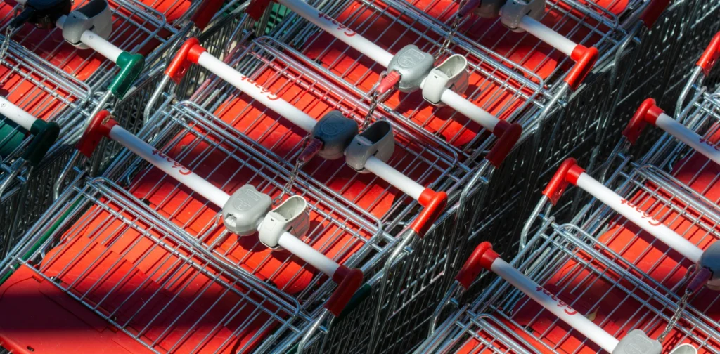 shopping trolleys lined up