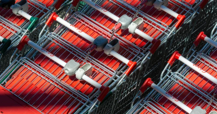 shopping trolleys lined up