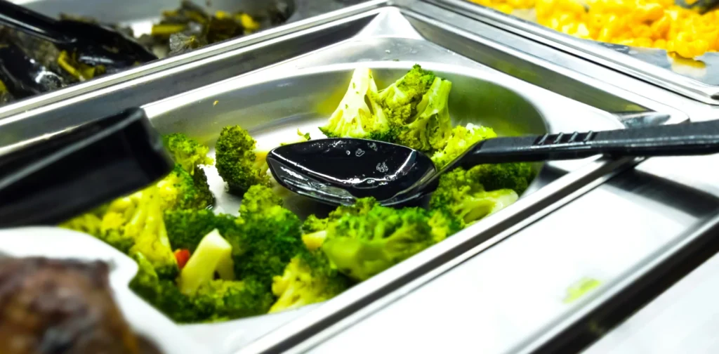 broccoli in a metal tray
