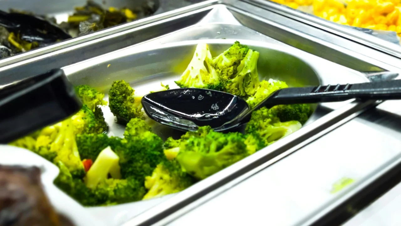 broccoli in a metal tray