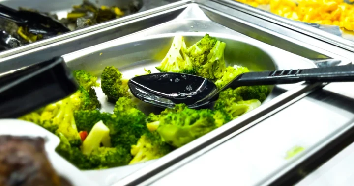broccoli in a metal tray