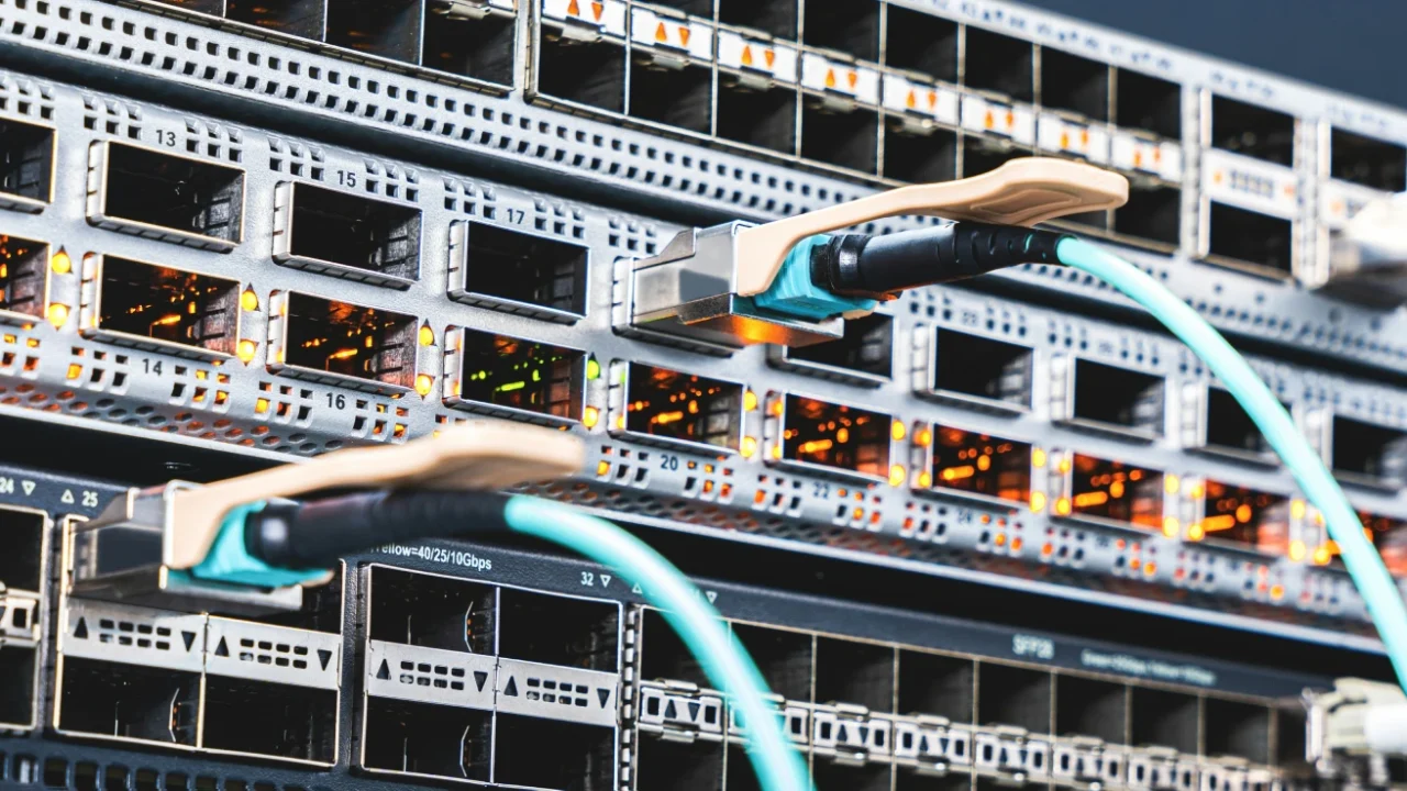 a bunch of wires that connected to a port of a server