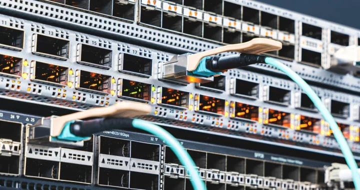 a bunch of wires that connected to a port of a server