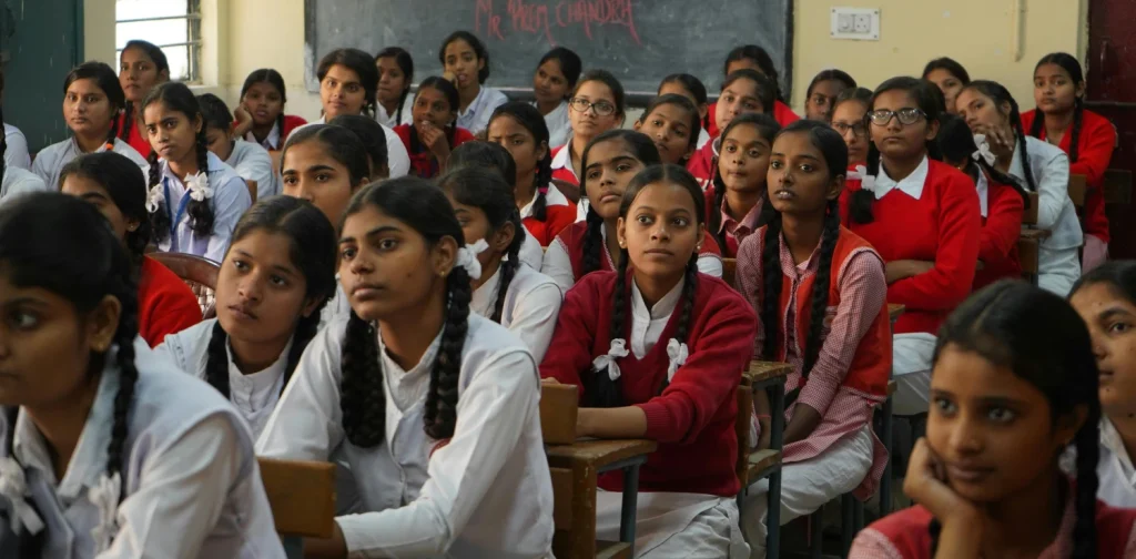 female students sitting in a class