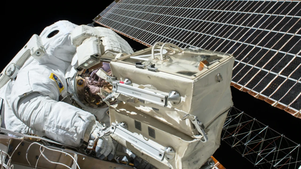 An astronaut in space outside their ship