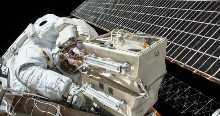 An astronaut in space outside their ship