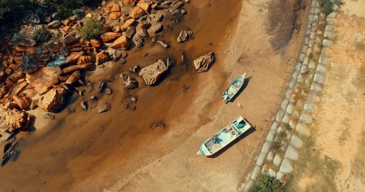 aerial view of a drying shore in kijal malaysia