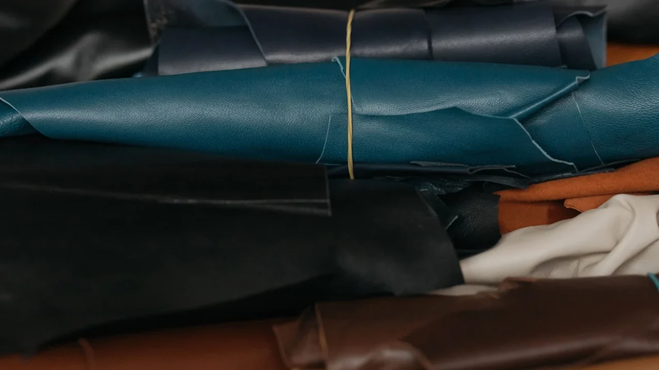 Rolls of leathers in different colours